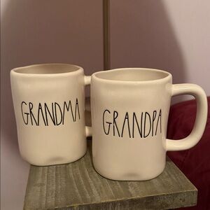 Rae Dunn Cream Grandma and Grandpa Mugs